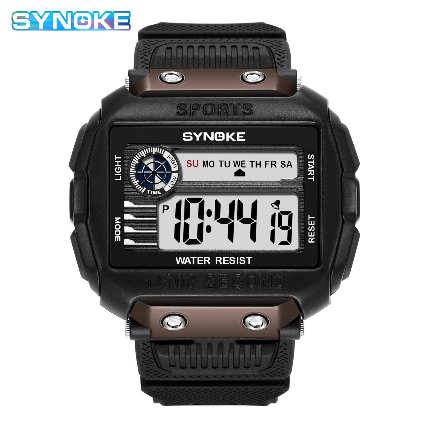 SYNOKE Men Sport Mlitary Watch 5ATM Waterproof Japanese Movement Electronic Watch Count Sports Watches Men Bracelet Alarm Clock