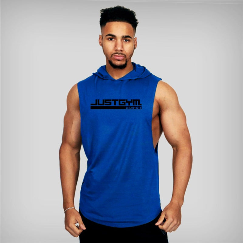 Summer Brand Clothing Bodybuilding Hooded Sleeveless Shirt Fitness Mens Tank Top Muscle Vest Cotton Gym Tank Top Sportswear