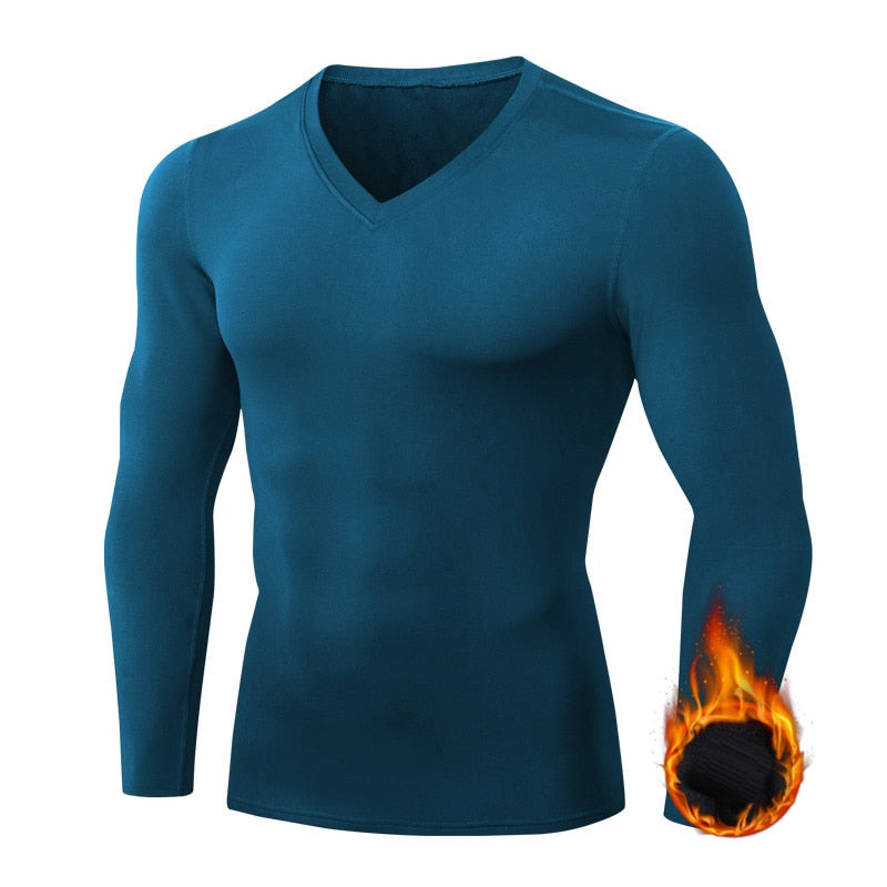 New Winter Thermal Underwear Shirt Men V Neck Fleece Baselayer Sport Tops Autumn Thermo Clothing Pajamas Sleepwear Plus Size