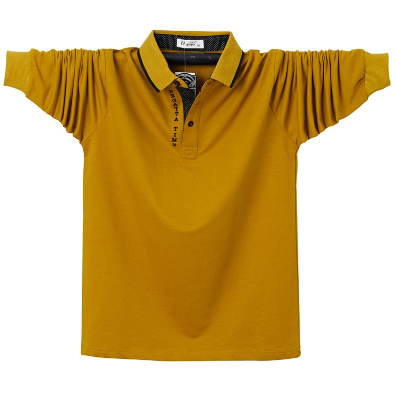 Fall 2021 Men's polo shirt cotton Business fashion men's cotton polo shirt with long sleeves Brand clothing