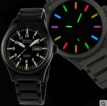 EPOCH Tritium T100 Watch Rainbow Light Men Automatic Mechanical Japan TOP Movement 21Jewels Sapphire WR100M Swim Military Watch