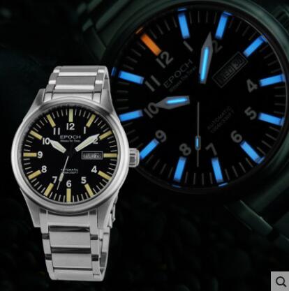 EPOCH Tritium T100 Watch Rainbow Light Men Automatic Mechanical Japan TOP Movement 21Jewels Sapphire WR100M Swim Military Watch