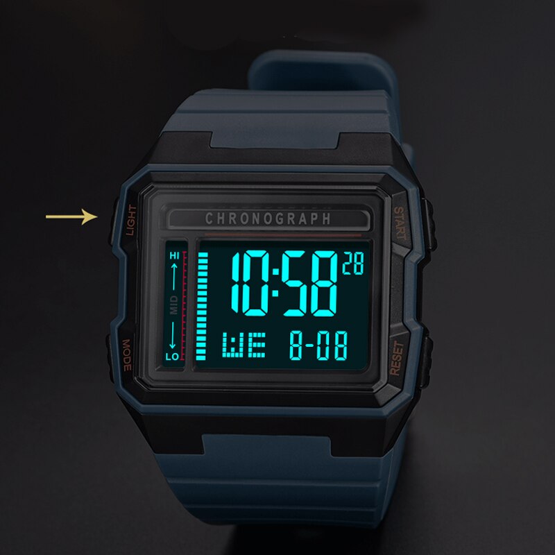 SYNOKE Men Sport Mlitary Watch 5ATM Waterproof Japanese Movement Electronic Watch Count Sports Watches Men Bracelet Alarm Clock