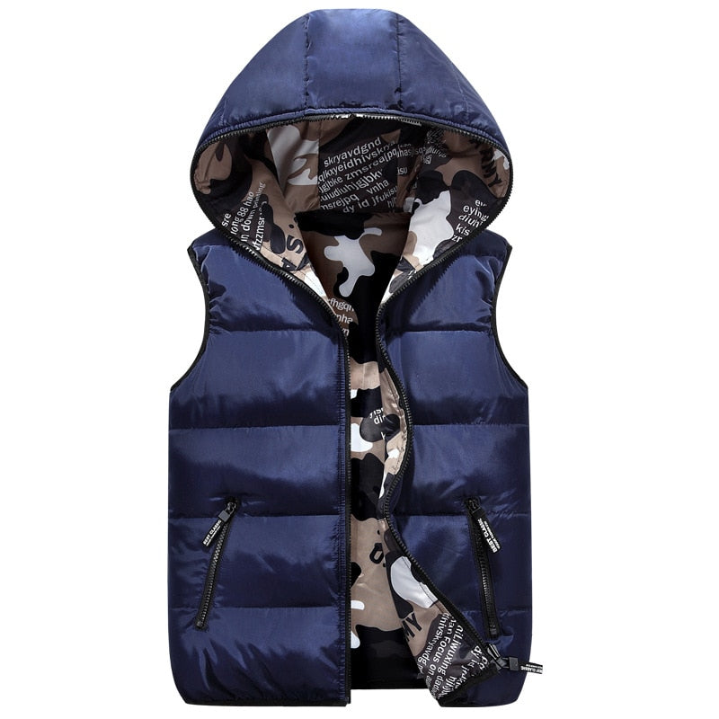 DIMUSI Men's Vests Winter Sleeveless Jackets Male Double-Wear Cotton-Padded Hooded Vest Coats Men Thick Warm Waistcoats Clothing