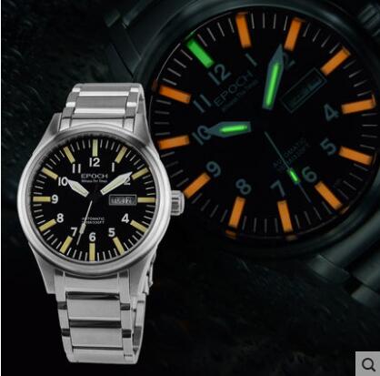 EPOCH Tritium T100 Watch Rainbow Light Men Automatic Mechanical Japan TOP Movement 21Jewels Sapphire WR100M Swim Military Watch