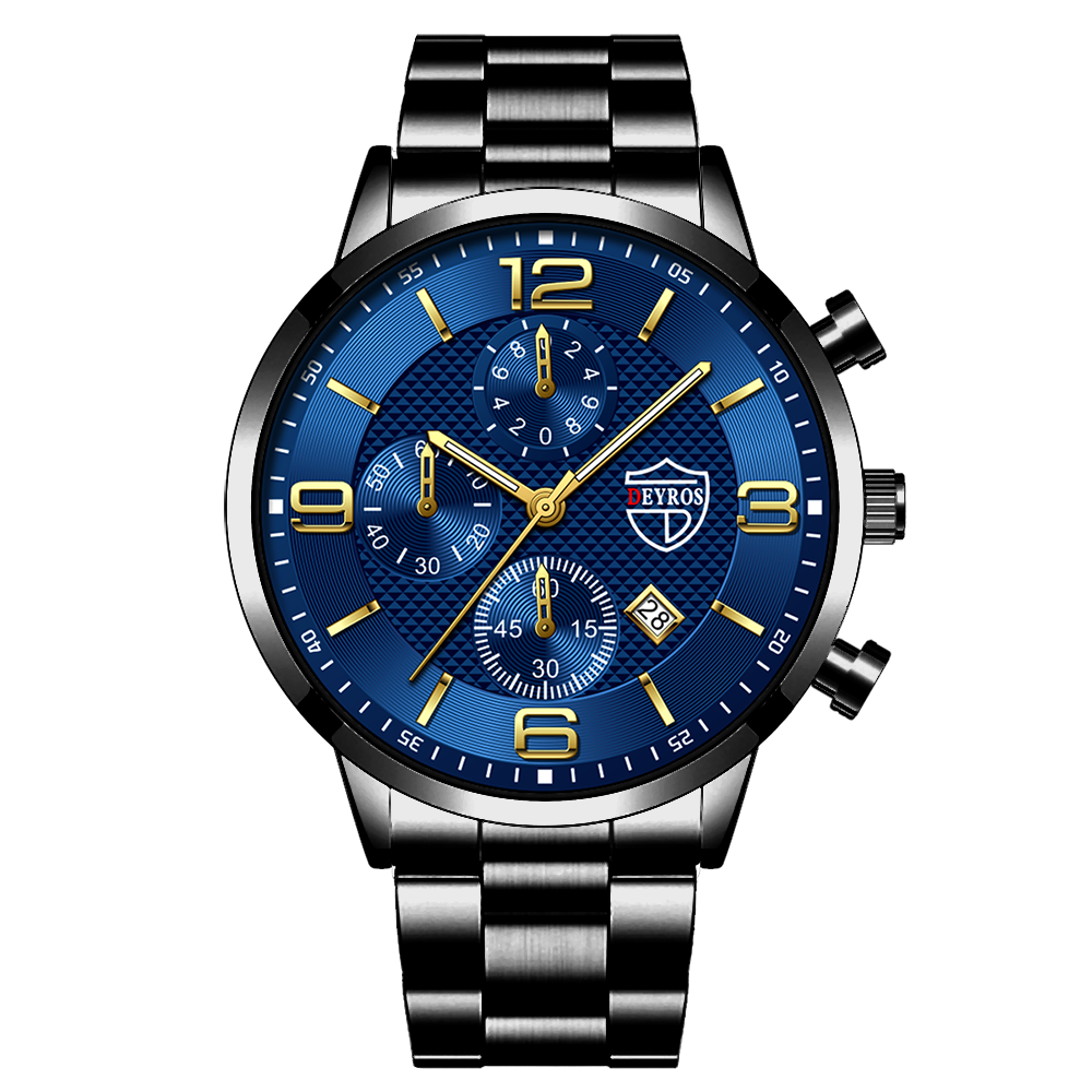 Luxury Mens Sports Stainless Steel Watches Fashion Men Business Leather Quartz Watch Man Calendar Luminous Clock часы мужские