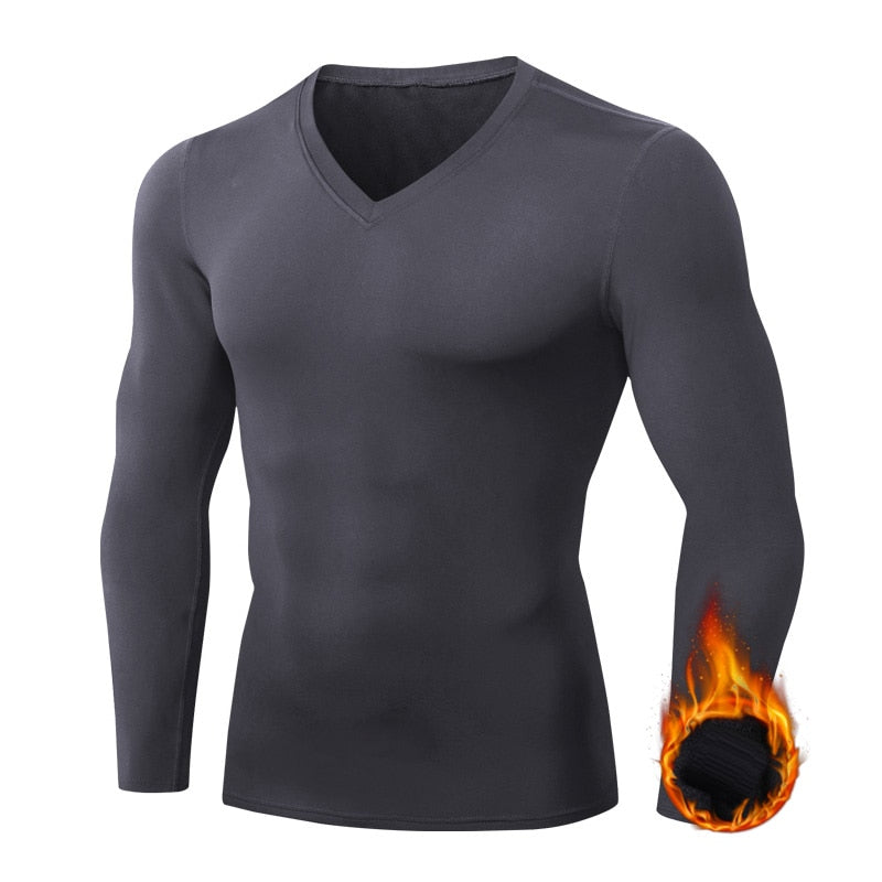 New Winter Thermal Underwear Shirt Men V Neck Fleece Baselayer Sport Tops Autumn Thermo Clothing Pajamas Sleepwear Plus Size
