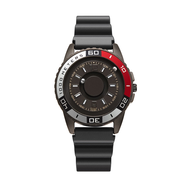 EUTOUR Creative Watch Rose Gold Black Sliver Magnetic Ball Metal Multinational Watch Men's Fashion Rubber Sports Male Watch