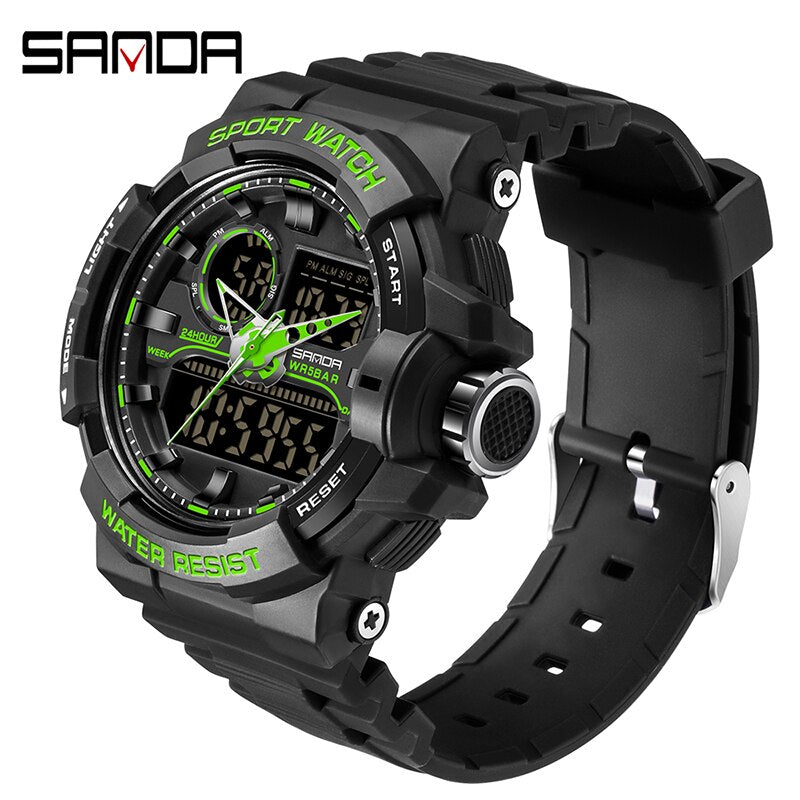 SANDA Waterproof Sports Watch Men's Clock LED Digital Quartz Watch Top Brand Luxury Men G style Luminous Watch Relogio Masculino
