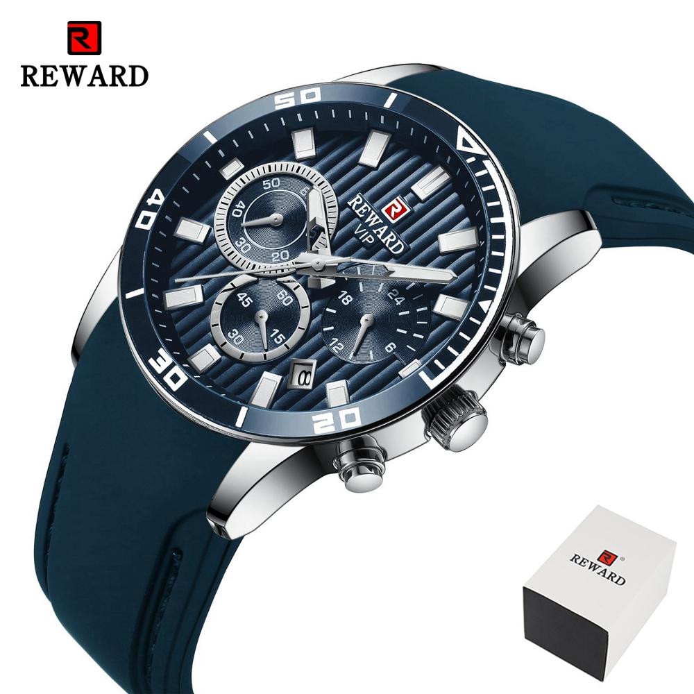 REWARD Mens Watches Top Brand Luxury Chronograph Green Men Silicone Waterproof Date Sport Wrist Watch Man Male Clock Dropship