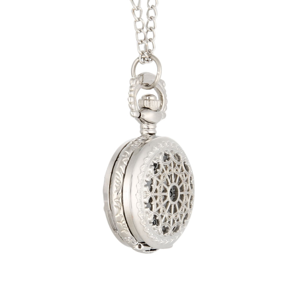 Newly Men Pocket Watch Retro Bronze Tone Round Shape Spider Web Pattern Watches With Chain Necklace
