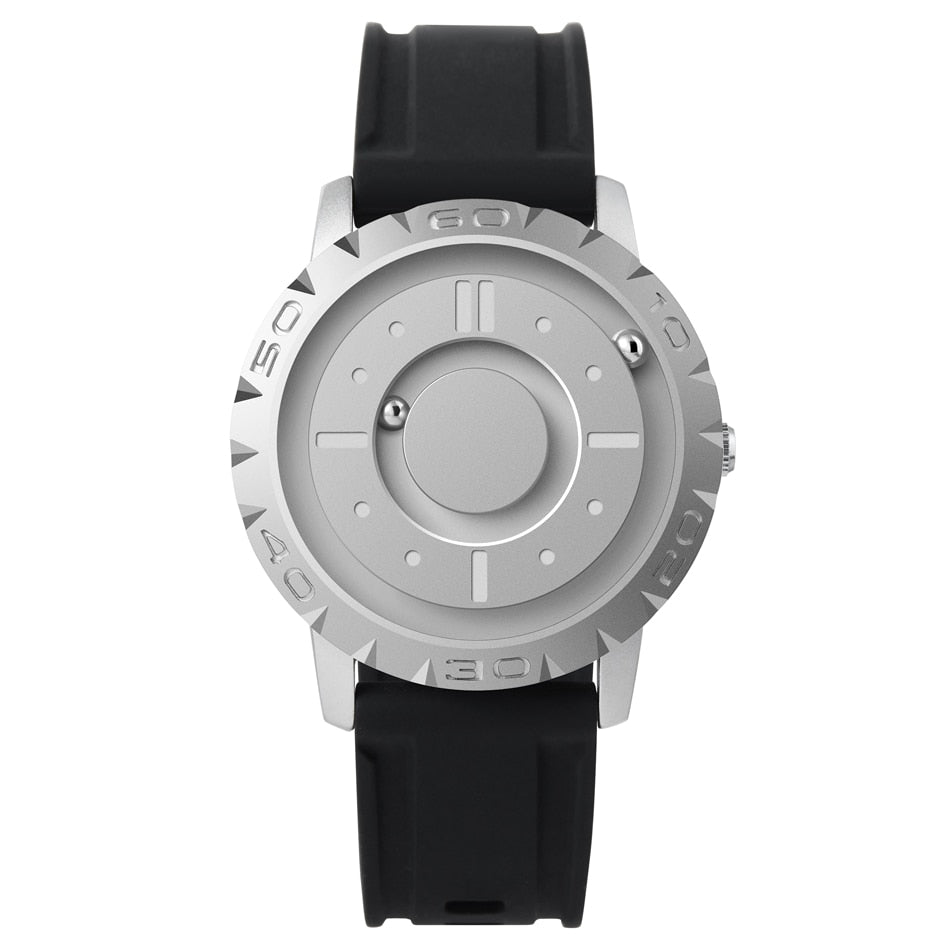 EUTOUR Creative Watch Rose Gold Black Sliver Magnetic Ball Metal Multinational Watch Men's Fashion Rubber Sports Male Watch