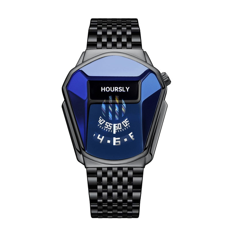 Luxury HOURSLY Brand Trend Cool Men's Wrist Watch Stainless Steel Technology Fashion Quartz Watch For Men 2022 Relogio Masculino