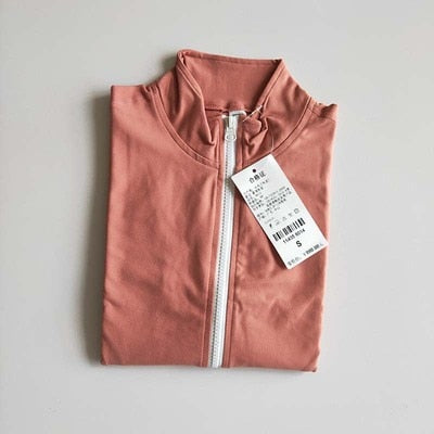 Women Sports Running Long-sleeved Standing-collar Zipper Gymnasium Fast-drying Blouse Women's Breathing Yoga Short-style Coat