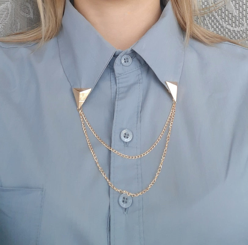 Retro Jewelry Pearl Flower Brooch Ladies Fashion Chain Tassel Personality Shirt Collar Pin Simple Clothing Women Men Accessories