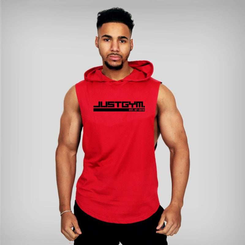 Summer Brand Clothing Bodybuilding Hooded Sleeveless Shirt Fitness Mens Tank Top Muscle Vest Cotton Gym Tank Top Sportswear