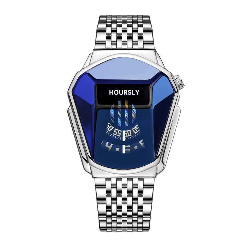 Luxury HOURSLY Brand Trend Cool Men's Wrist Watch Stainless Steel Technology Fashion Quartz Watch For Men 2022 Relogio Masculino