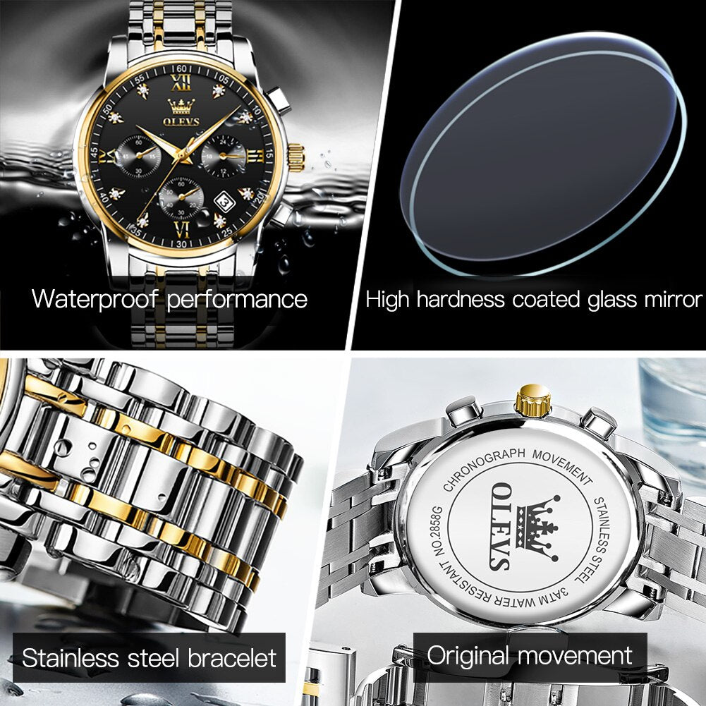 New Men Watche Luxury Brand Waterproof Calendar Diver Watch Quartz Movement Fashion Multifunction Wrist Watch For Replica Watch