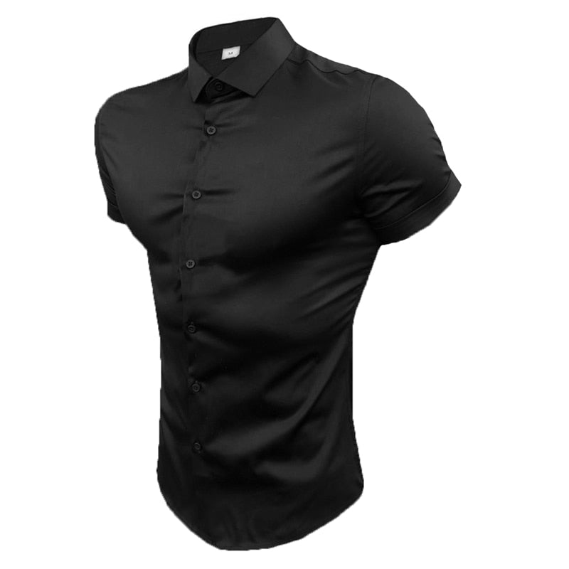 Summer Fashion Slim Fit Button Short Sleeve Shirts Men Casual Sportswear Dress Shirt Male Hipster Shirts Tops Fitness Clothing