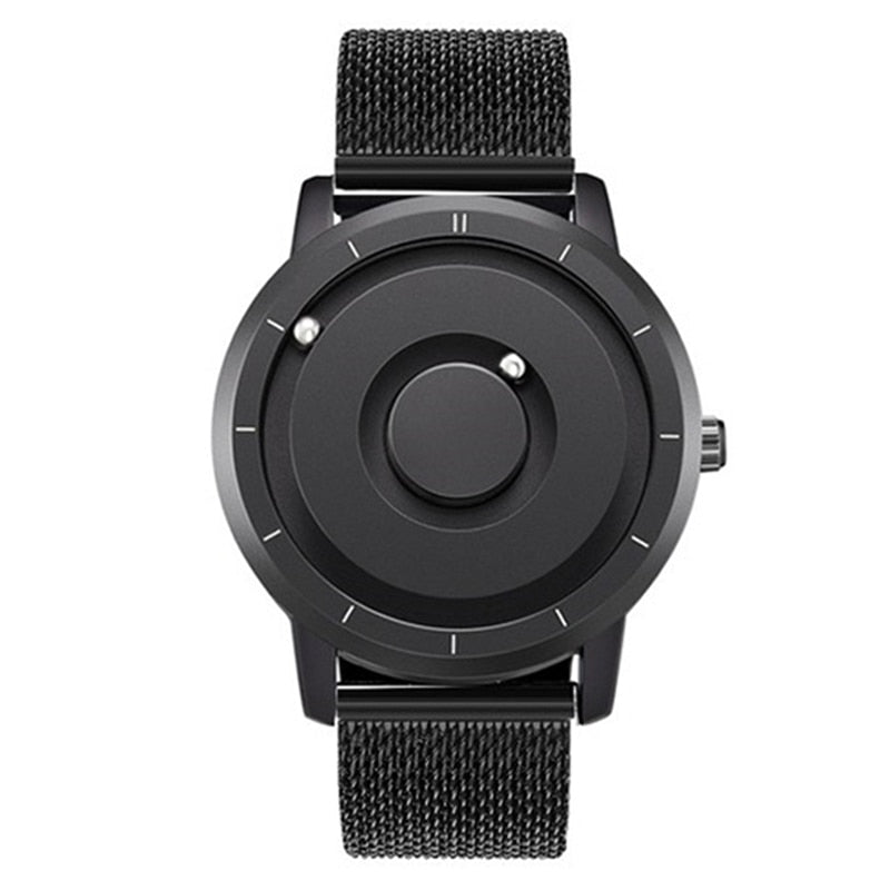 EUTOUR Creative Watch Rose Gold Black Sliver Magnetic Ball Metal Multinational Watch Men's Fashion Rubber Sports Male Watch