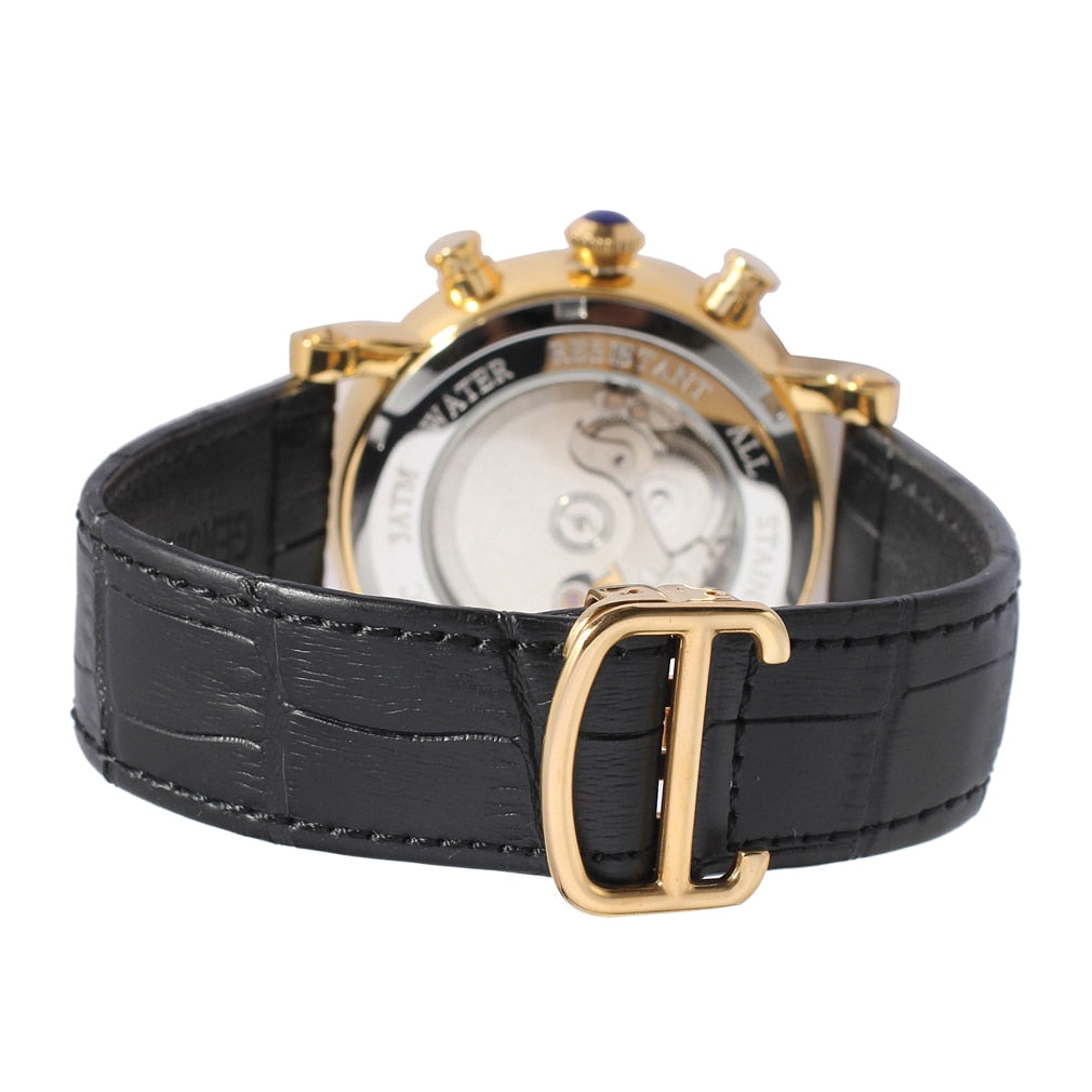 Luxury Design Men's Mechanic Watches Leather Strap Butterfly Clasp Male Clock Auto Date Day Month Calendar Wristwatches for Man