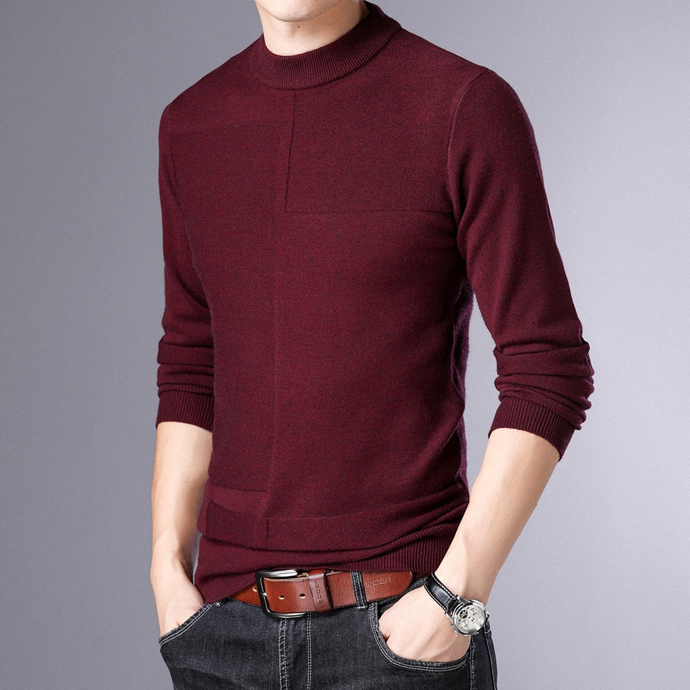 Top Quality New Brand Knit Pullover Crew Neck Sweater Autum Winter Solid Color Simple Casual Men Jumper Fashion Clothing 2022