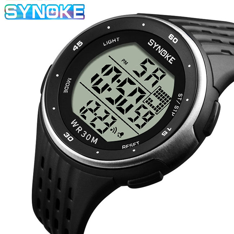 SYNOKE Men Digital Watch LED Display Waterproof Male Wristwatch Chronograph Calendar Alarm Week Sports Watches Relogio Masculino