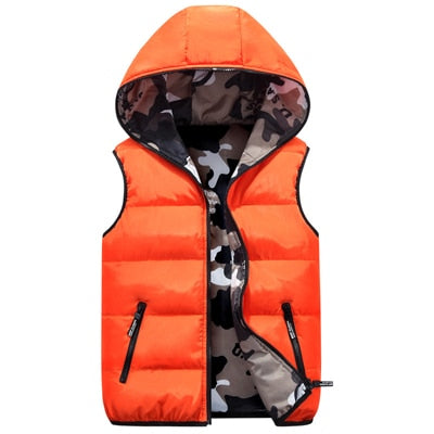 DIMUSI Men's Vests Winter Sleeveless Jackets Male Double-Wear Cotton-Padded Hooded Vest Coats Men Thick Warm Waistcoats Clothing
