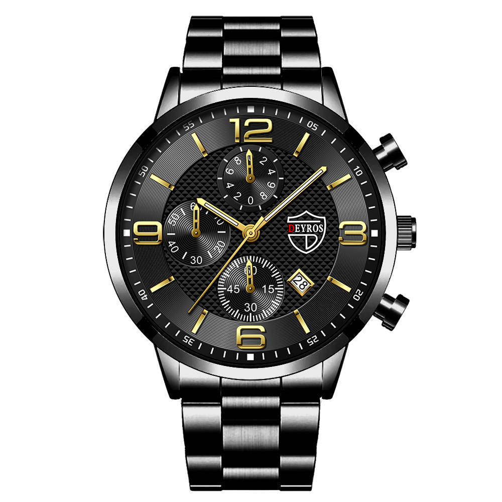 Luxury Mens Sports Stainless Steel Watches Fashion Men Business Leather Quartz Watch Man Calendar Luminous Clock часы мужские