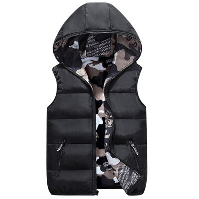 DIMUSI Men's Vests Winter Sleeveless Jackets Male Double-Wear Cotton-Padded Hooded Vest Coats Men Thick Warm Waistcoats Clothing