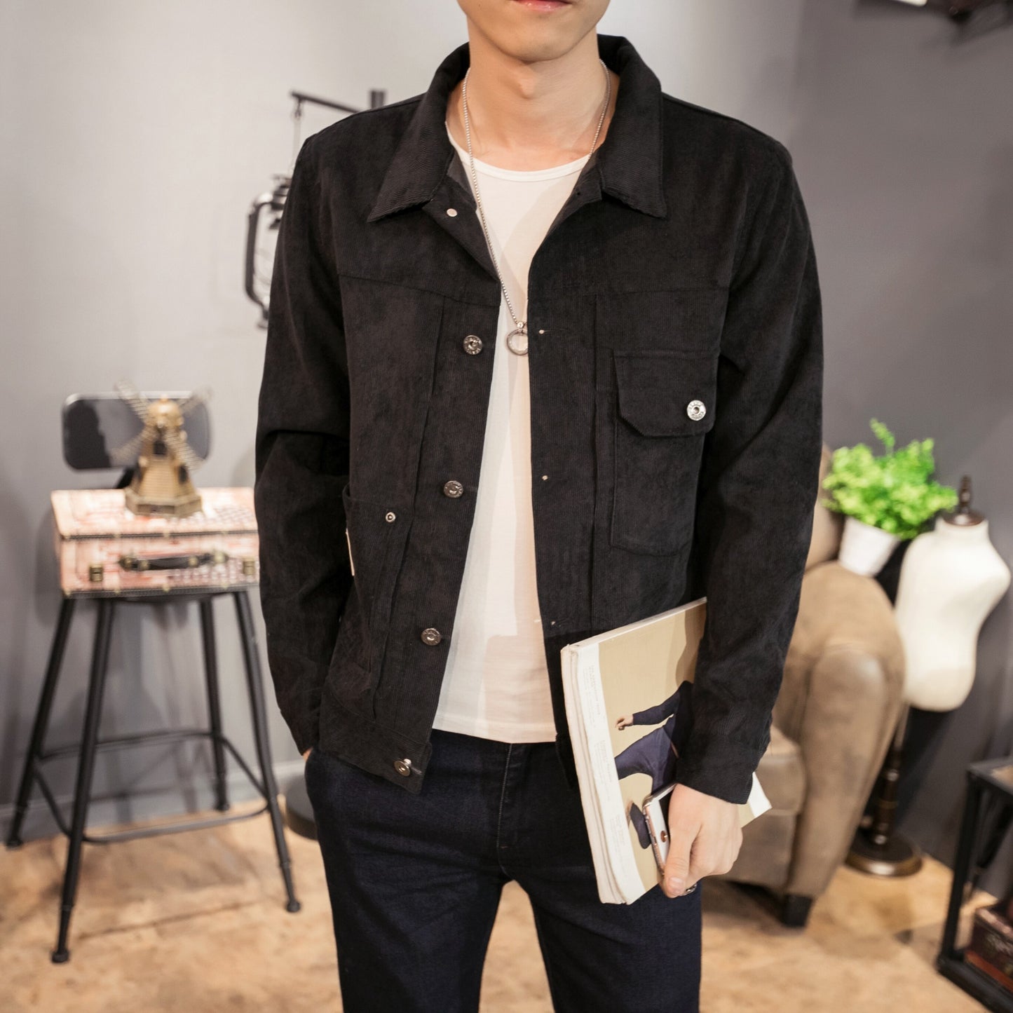 Zongke Casual Streetwear Mens Corduroy Jacket Clothing Japanese Bombers Harajuku Coat Size M-5XL 2022 Spring New Arrivals
