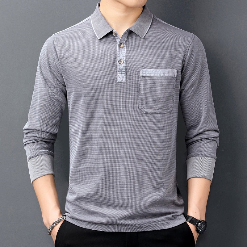 New Brand Spring Autumn Vintage Polo Shirt Men High Quality Cotton Tee Shirt Homme Long Sleeve Camisa Polo Men Clothing T1105