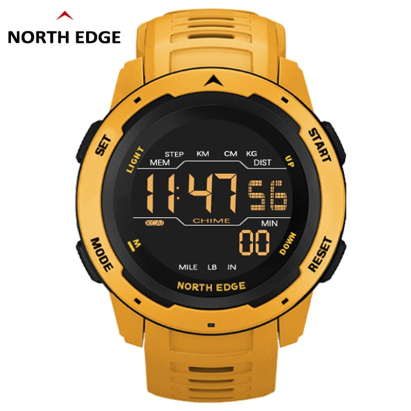 NORTH EDGE Mars Men Smartwatch Women Sports Watches Military Clock Dual Time Pedometer Digital Alarm Countdown Waterproof 50M