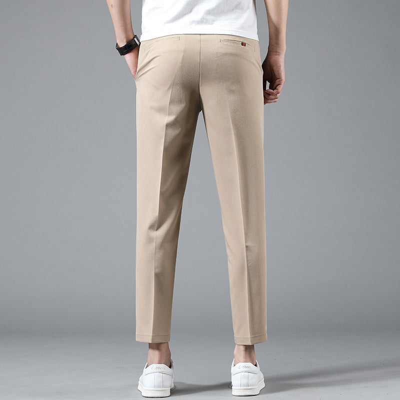 Spring Summer Business Suit Pants Men Thin Formal Slim Fit Classic Office Ankle Length Straight Casual Trousers Brand clothing
