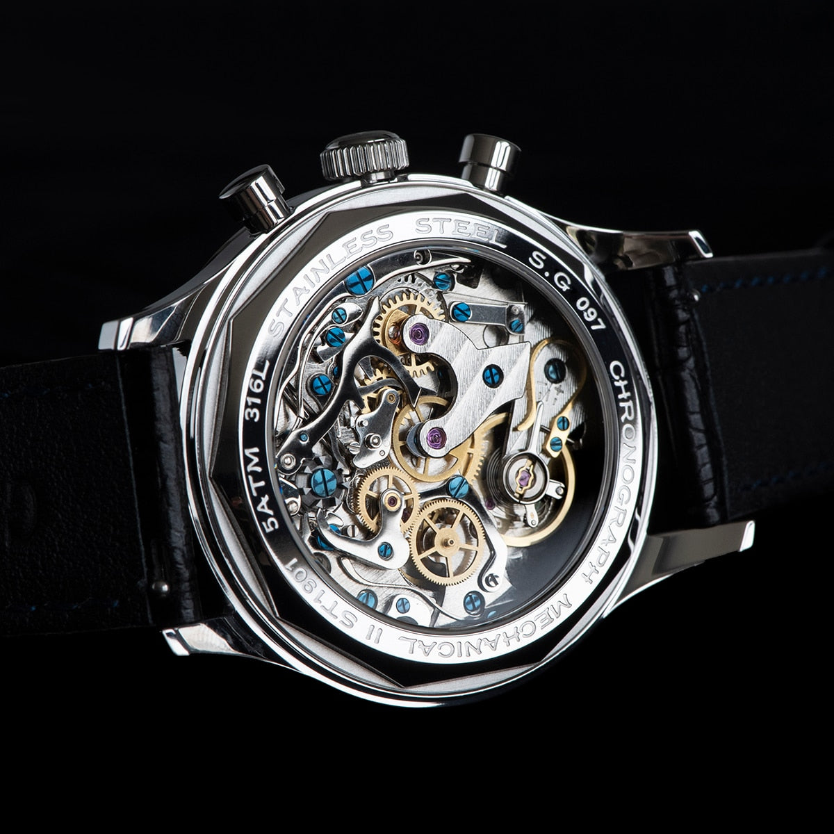 Sugess 1963 Salmon Pilot Watch Men Chronograph Sapphire ST1901 SEAGULL Movement 40mm Mechanical Wristwatches reloj para hombre