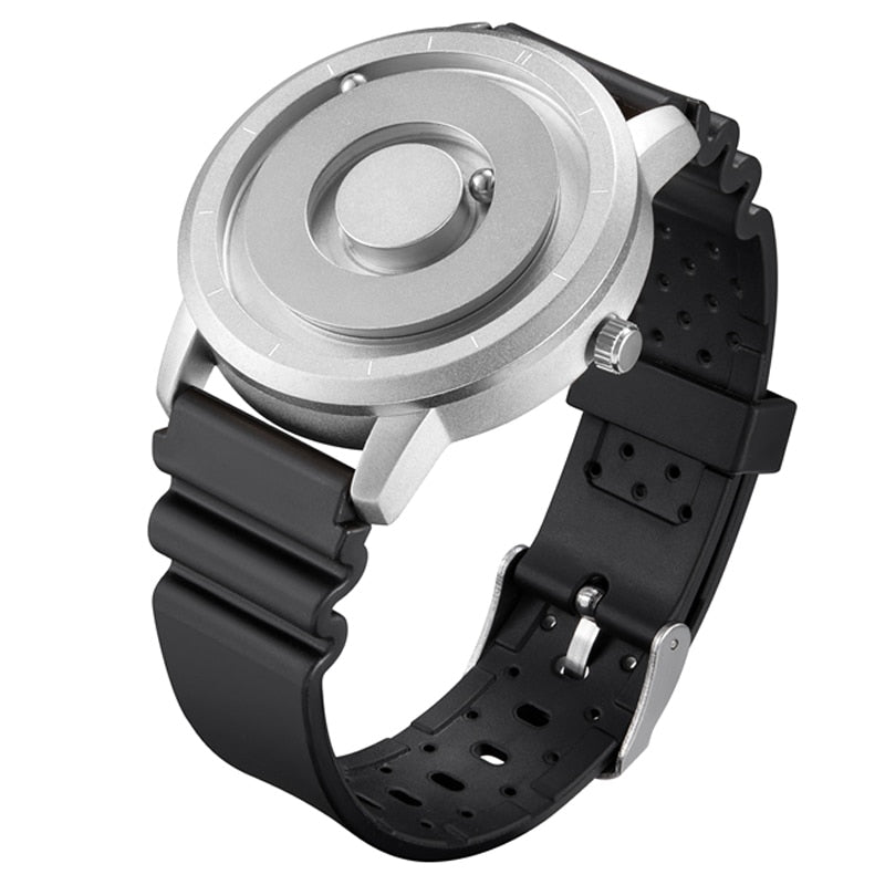 EUTOUR Creative Watch Rose Gold Black Sliver Magnetic Ball Metal Multinational Watch Men's Fashion Rubber Sports Male Watch