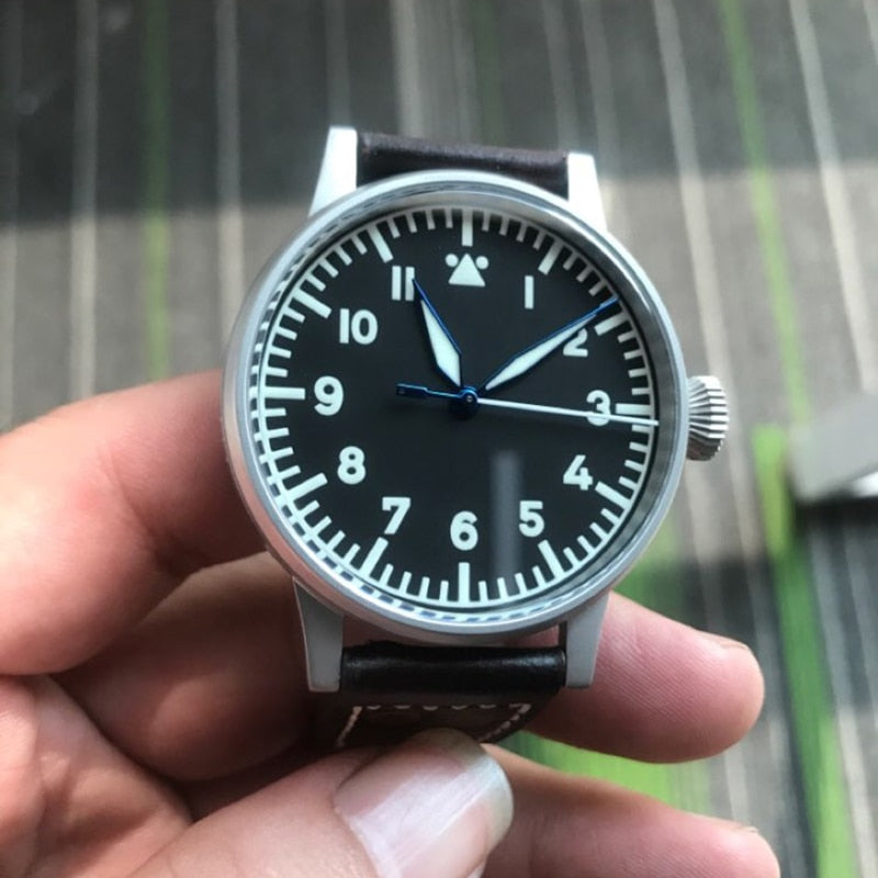 Hruodland 42mm Retro Automatic Men Pilot Watches Sapphire Glass PT5000 SW200 10ATM Mechanical Diving Wrist watch for Men Male