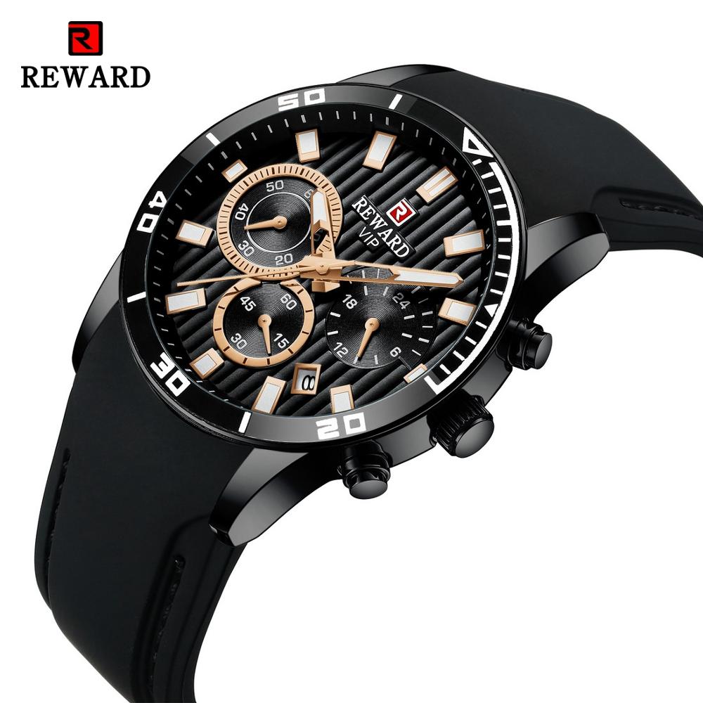 REWARD Mens Watches Top Brand Luxury Chronograph Green Men Silicone Waterproof Date Sport Wrist Watch Man Male Clock Dropship