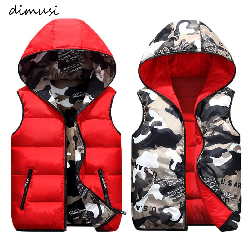 DIMUSI Men's Vests Winter Sleeveless Jackets Male Double-Wear Cotton-Padded Hooded Vest Coats Men Thick Warm Waistcoats Clothing