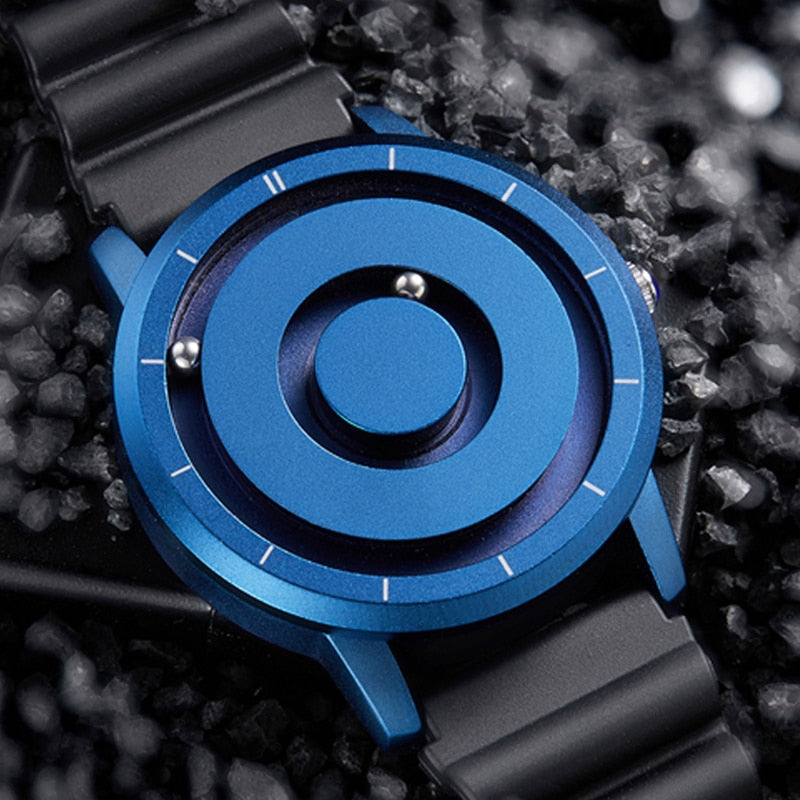 EUTOUR Creative Watch Rose Gold Black Sliver Magnetic Ball Metal Multinational Watch Men's Fashion Rubber Sports Male Watch