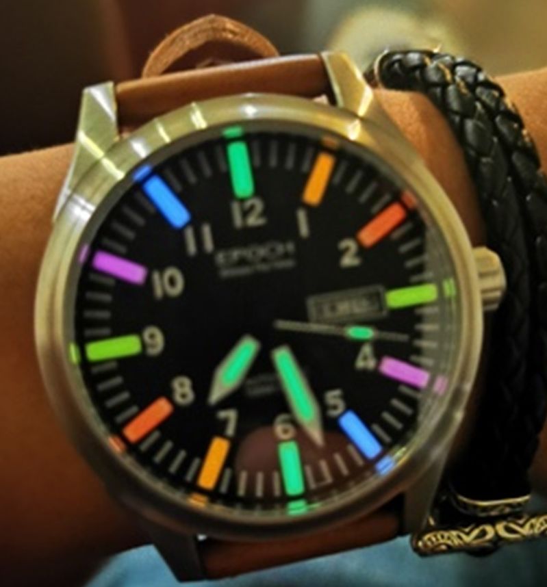 EPOCH Tritium T100 Watch Rainbow Light Men Automatic Mechanical Japan TOP Movement 21Jewels Sapphire WR100M Swim Military Watch