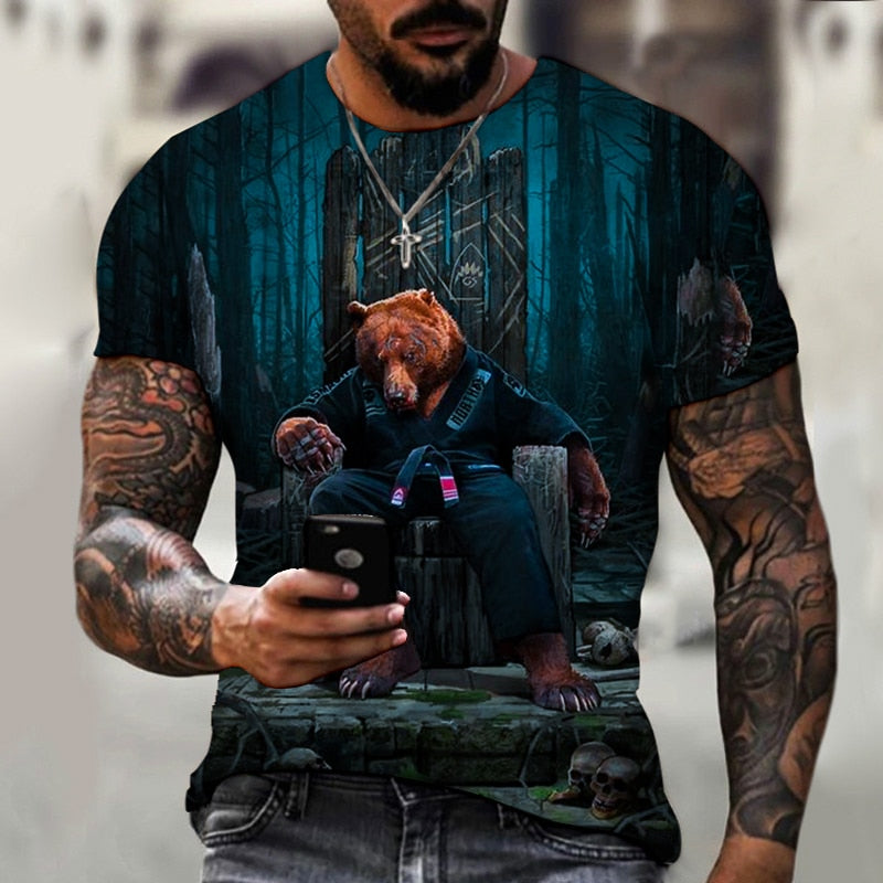 Hot Selling Men's T-shirts Fun 3D T-shirt Summer Casual Tops Fashion O-neck Short Sleeve Boys Clothing High Street Streetwear 1 2