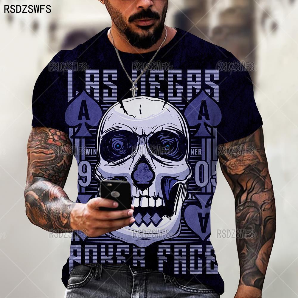 Summer Horror Skull 3D Print T Shirt For Men Casual Oversized Short Sleeve Clothes Streetwear Hip Hop Tops Tees Men Clothing 4XL
