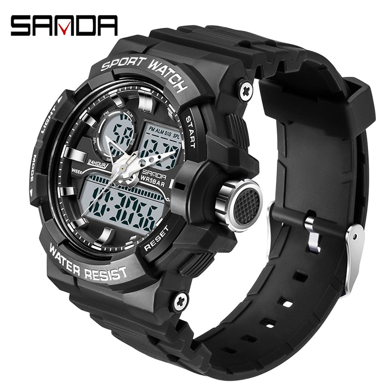SANDA Waterproof Sports Watch Men's Clock LED Digital Quartz Watch Top Brand Luxury Men G style Luminous Watch Relogio Masculino