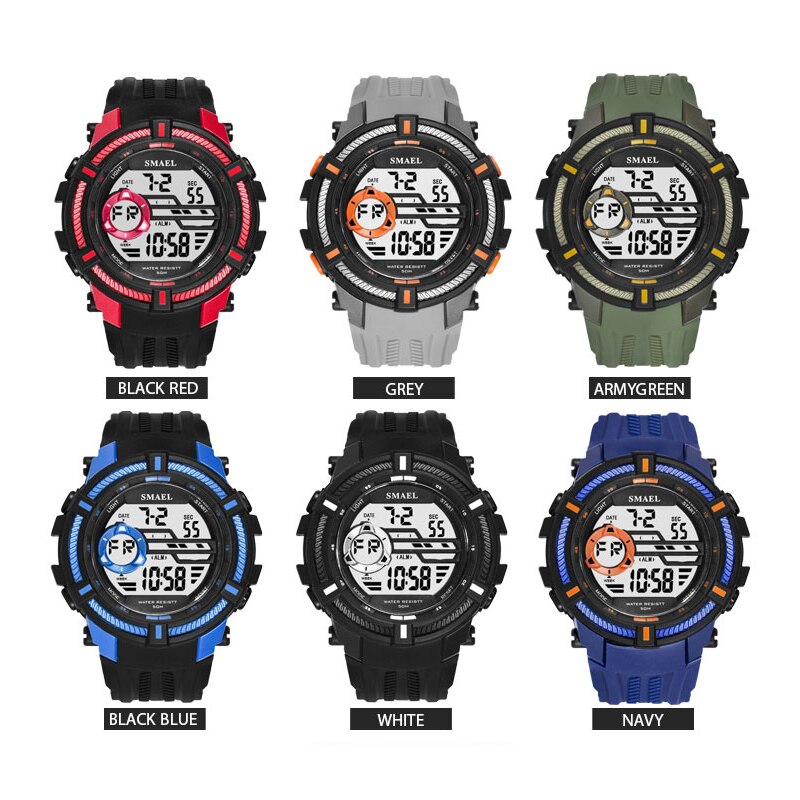 SMAEL Watch 50M Waterproof Sport Watches Military Men Big Dial S Shock Relojes Hombre Casual LED Clock1616 Digital Wristwatches