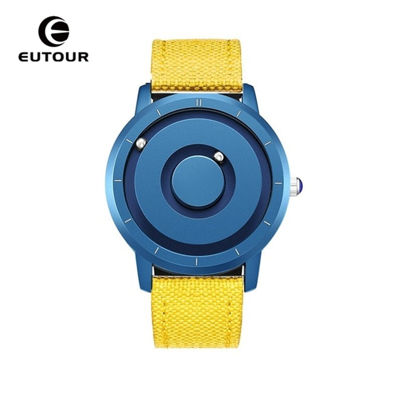 EUTOUR Creative Watch Rose Gold Black Sliver Magnetic Ball Metal Multinational Watch Men's Fashion Rubber Sports Male Watch