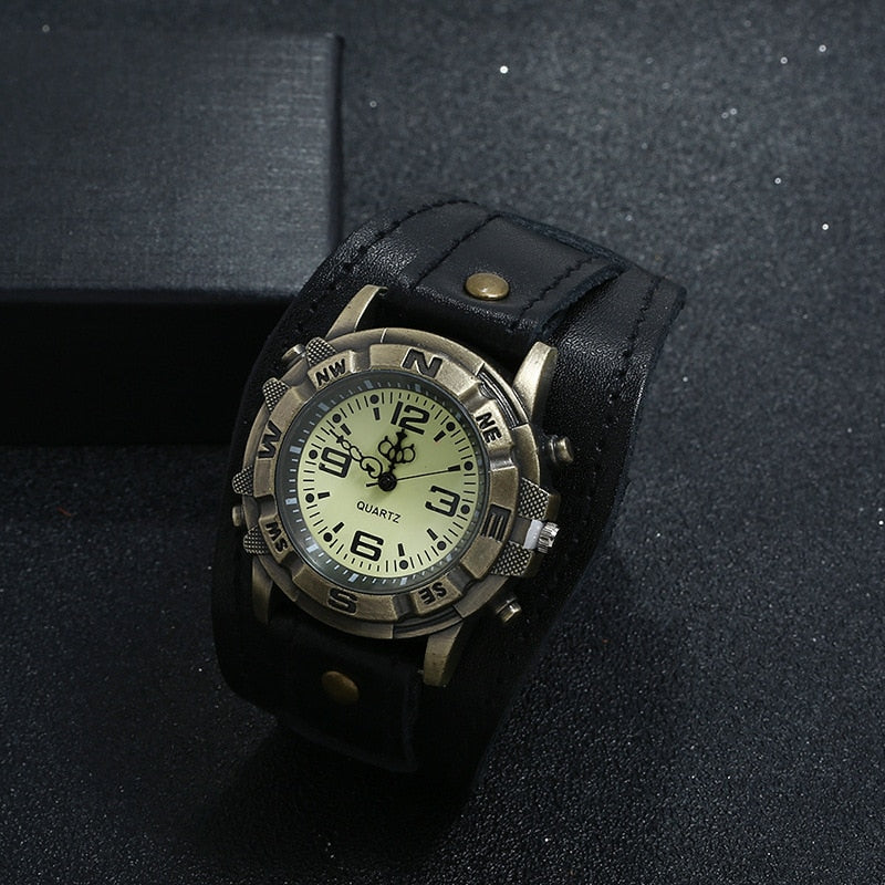 All-Match Fashion Punk Retro Brown Black Belt Strap Genuine Leather Watch Men Bracelet For Women Jewelry Freely Shipping
