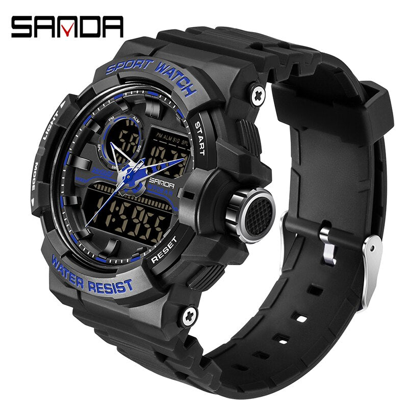 SANDA Waterproof Sports Watch Men's Clock LED Digital Quartz Watch Top Brand Luxury Men G style Luminous Watch Relogio Masculino