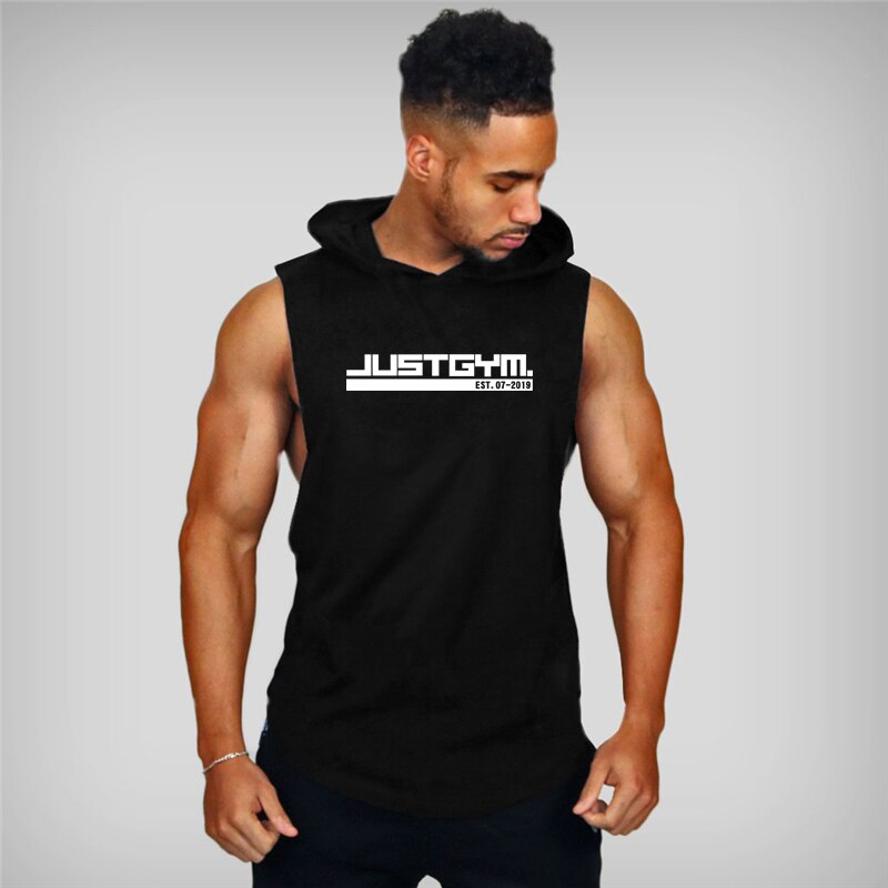 Summer Brand Clothing Bodybuilding Hooded Sleeveless Shirt Fitness Mens Tank Top Muscle Vest Cotton Gym Tank Top Sportswear
