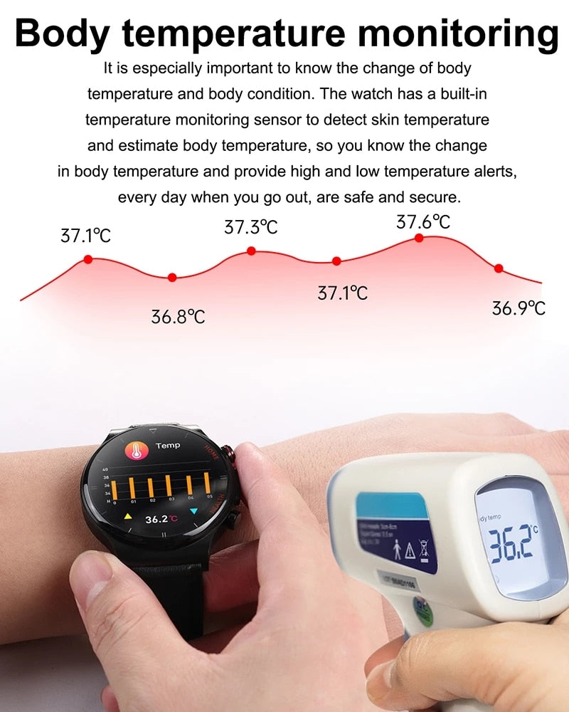 New Laser Treatment Three High Smart Watch Men ECG PPG Heart Rate Blood Pressure Health Tracker Smart Watch For Huawei Xiaomi